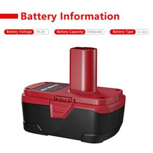 Upgraded 7.0Ah Replacement for Craftsman 19.2 Volt Battery Lithium ion C3 Compatiable with 19.2V DieHard 130279005 11375 11376 120235021 1323517 315.113753 1323903 130211004 11045 315.115410 2Packs