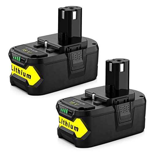 Powilling 2Pack 6.0Ah 18V Replacement Battery for Ryobi 18V Lithium Battery P102 P103 P105 P107 P108 P109 Ryobi ONE+ Cordless Tool