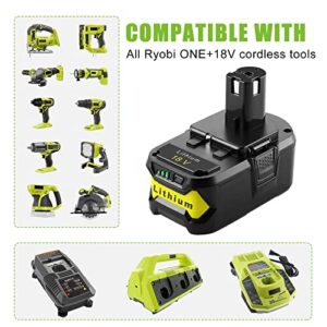 Powilling 2Pack 6.0Ah 18V Replacement Battery for Ryobi 18V Lithium Battery P102 P103 P105 P107 P108 P109 Ryobi ONE+ Cordless Tool