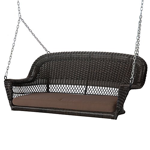 Jeco W00202S-A-FS007 Wicker Porch Swing, Espresso