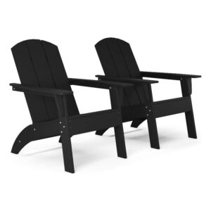 flats & castles ellie 2-pack outdoor hdpe weather resistant modern adirondack chair (black)