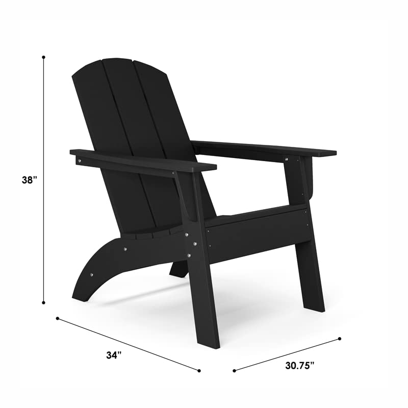 Flats & Castles Ellie 2-Pack Outdoor HDPE Weather Resistant Modern Adirondack Chair (Black)