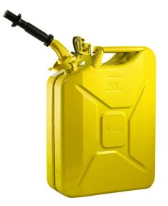 wavian usa jc0020yvs authentic nato jerry fuel can and spout system yellow (20 litre)