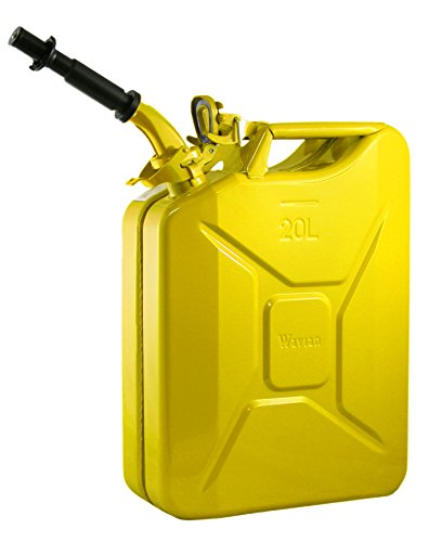 Wavian USA JC0020YVS Authentic NATO Jerry Fuel Can and Spout System Yellow (20 Litre)