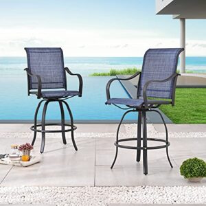 lokatse home bar height swivel outdoor chairs high back patio stools with arms set of 2 for lawn backyard garden blue, tesling