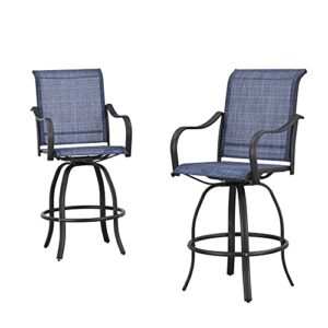 LOKATSE HOME Bar Height Swivel Outdoor Chairs High Back Patio Stools with Arms Set of 2 for Lawn Backyard Garden Blue, Tesling