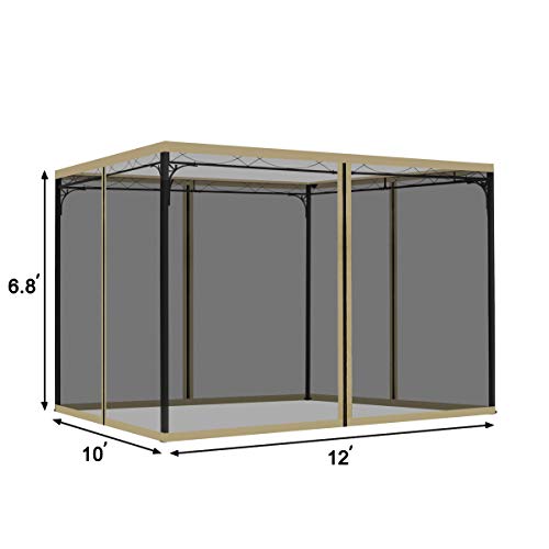 COWVIE Gazebo Netting Screen Replacement Universal 4-Panel Sidewalls 10' x 12' ( Only Netting)