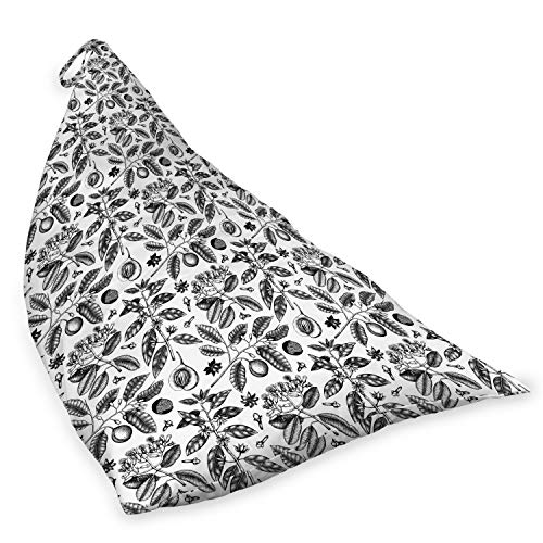 Ambesonne Nature Art Lounger Chair Bag, Aromatic Botanics Pattern Hand Drawn Leaves Flowers and Fruit Images, High Capacity Storage with Handle Container, Lounger Size, Charcoal Grey White