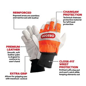Oregon Chainsaw Left-Hand Protection Leather Gloves – Large (size 10) (91305L)