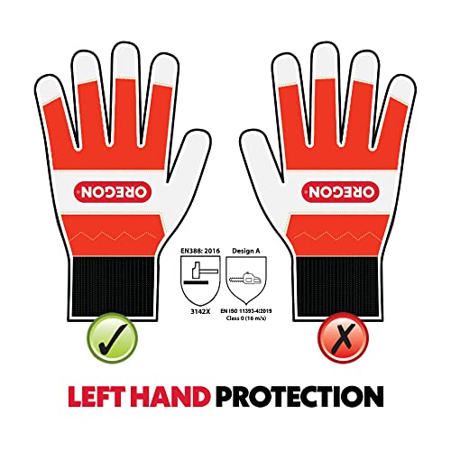 Oregon Chainsaw Left-Hand Protection Leather Gloves – Large (size 10) (91305L)