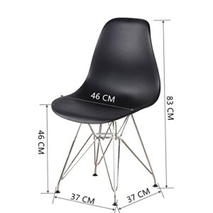 NC Set of 4 Modern Design Dining Chair with Chrome Metal Legs, Nordic Style Exquisite Design Chair for Living Room, Office, Study, Bedroom, Black