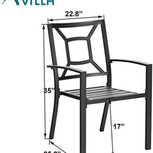 PHI VILLA 300lbs Wrought Iron Outdoor Patio Bistro Chairs with Armrest for Garden,Backyard - 4 Pack