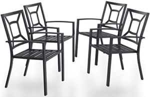 phi villa 300lbs wrought iron outdoor patio bistro chairs with armrest for garden,backyard – 4 pack