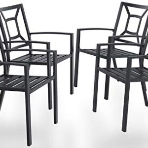 PHI VILLA 300lbs Wrought Iron Outdoor Patio Bistro Chairs with Armrest for Garden,Backyard - 4 Pack