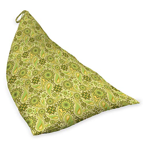 Ambesonne Ethnic Lounger Chair Bag, Traditional Paisley Oriental Leaves Bohemian Motif Inspirations, High Capacity Storage with Handle Container, Lounger Size, Lime and Avocado Green