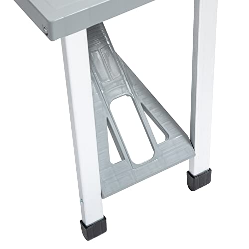 Outsunny Portable Foldable Camping Picnic Table Set with Four Chairs and Umbrella Hole, 4-Seats Aluminum Fold Up Travel Picnic Table, Grey