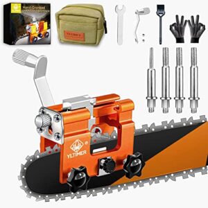 yltimer chainsaw sharpener jig, hand cranked chainsaw chain sharpening kit, portable fast crank chainsaw sharpener tool for 4″-22″ chain saws & electric saws, diy lumberjack, garden worker