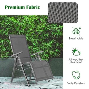 Tangkula Outdoor Folding Lounge Chair, Patio Reclining Chair W/7 Adjustable Backrest & Footrest Positions, Portable Chaise Lounge Chair w/Aluminum Frame for Poolside, Balcony, Backyard, Garden