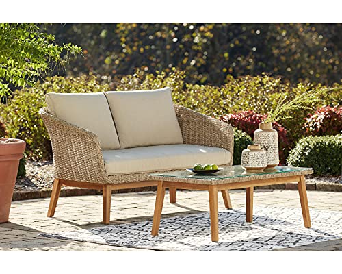 Signature Design by Ashley Crystal Cave Loveseat with Table Set of 2, 0, Beige