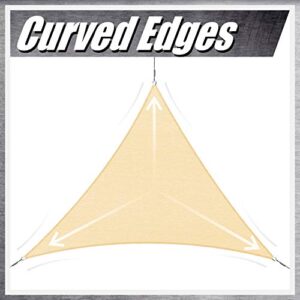 ColourTree 20' x 20' x 20' Beige Sun Shade Sail Triangle Canopy – UV Resistant Heavy Duty Commercial Grade Outdoor Patio Carport (Custom Size Available)