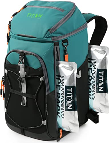 Arctic Zone Titan Deep Freeze 30 Can Insulated Backpack Cooler Bag with Ice Wall Packs, Pine