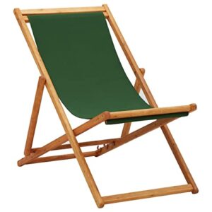 imasay Folding Beach Chair Eucalyptus Wood and Fabric Green for Dining Room, Modern Kitchen Living Room,Garden,Indoor or Outdoor