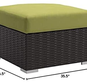 Modway Convene Wicker Rattan Outdoor Patio Square Ottoman in Espresso Peridot