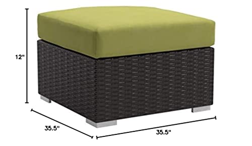 Modway Convene Wicker Rattan Outdoor Patio Square Ottoman in Espresso Peridot