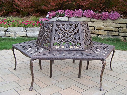 Oakland Living Tea Rose Cast Aluminum Tree Bench, Antique Bronze