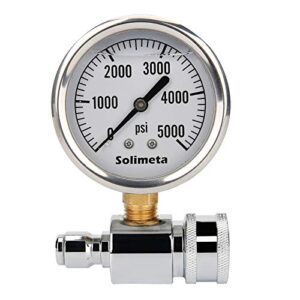 solimeta 2-1/2″ pressure washer pressure gauge kit, 3/8 inch quick connect, 5000 psi pressure washer, liquid filled