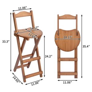 HollyHOME Folding Bamboo Bar Stool with Backrest and Footrest, Indoor&Outdoor Counter Height Back Support Stool with Pedals, Collapsible Dining High Chair for Home, Kitchen, Pub, Party, Patio, Walnut