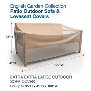 Budge P3A02PM1 English Garden Patio Sofa Cover Heavy Duty and Waterproof, Extra Extra Large, Two-Tone Tan