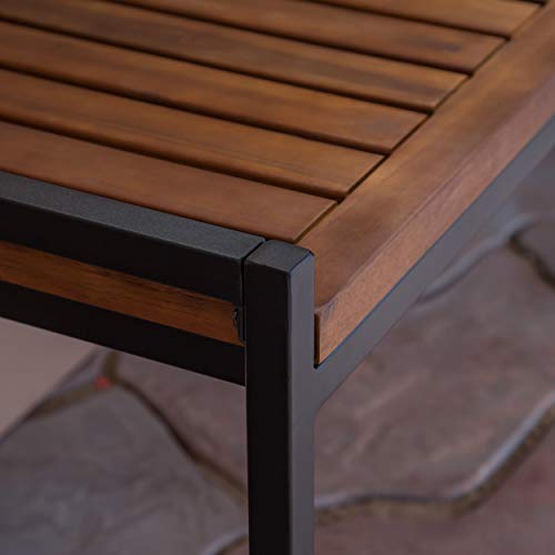 Christopher Knight Home Noel Outdoor Industrial Acacia Wood and Iron Bench, Teak Finish/Black Metal