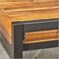 Christopher Knight Home Noel Outdoor Industrial Acacia Wood and Iron Bench, Teak Finish/Black Metal