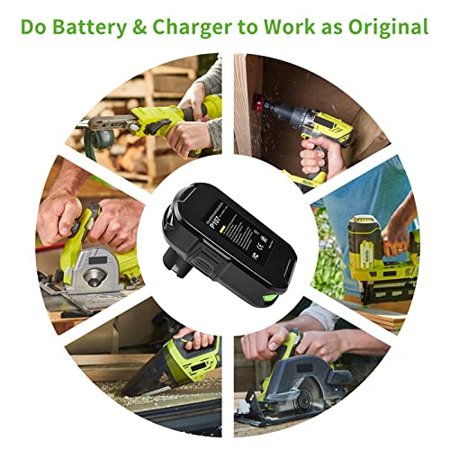 Upgraded 3.5Ah 18V Batteries & Charger Combo for Ryobi 18V Battery and P117 Charger, Cell9102 Compatible with Ryobi 18V ONE + P108 P107 P104 P105 P102 P103 Tools Charger with 260051002 P117 P118