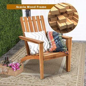 Giantex Adirondack Chair Set of 2 Acacia Wood Outdoor Chairs, 350 lbs Weight Capacity, Weather Resistant Campfire Chairs for Lawn Seating, Garden, Poolside, Balcony, Patio Adirondack Lounger