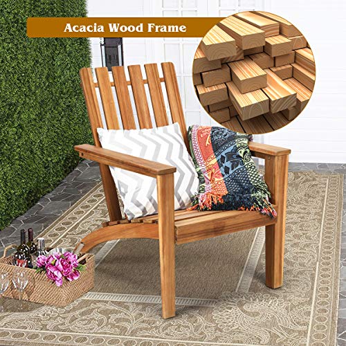 Giantex Adirondack Chair Set of 2 Acacia Wood Outdoor Chairs, 350 lbs Weight Capacity, Weather Resistant Campfire Chairs for Lawn Seating, Garden, Poolside, Balcony, Patio Adirondack Lounger