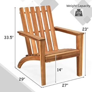 Giantex Adirondack Chair Set of 2 Acacia Wood Outdoor Chairs, 350 lbs Weight Capacity, Weather Resistant Campfire Chairs for Lawn Seating, Garden, Poolside, Balcony, Patio Adirondack Lounger
