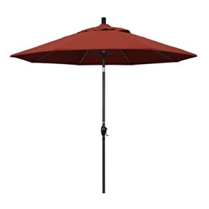 California Umbrella GSPT908117-5407 9' Round Aluminum Market, Crank Lift, Push Button Tilt, Bronze Pole, Sunbrella Henna Patio Umbrella, 9-Feet