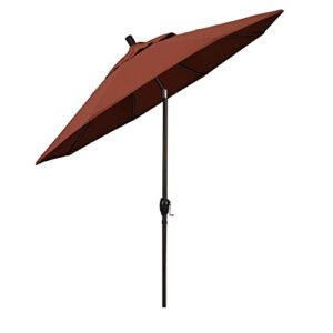 California Umbrella GSPT908117-5407 9' Round Aluminum Market, Crank Lift, Push Button Tilt, Bronze Pole, Sunbrella Henna Patio Umbrella, 9-Feet