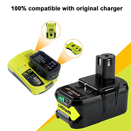 CEENR 2 Pack P108 6.0Ah Replacement for Ryobi 18V Battery Compatible with Ryobi ONE Plus 18 Volt Lithium Batteries One+ P108 6Ah P102 P105 P104 P108 P109 Fan Leaf Blower Cordless Power Tool Battery