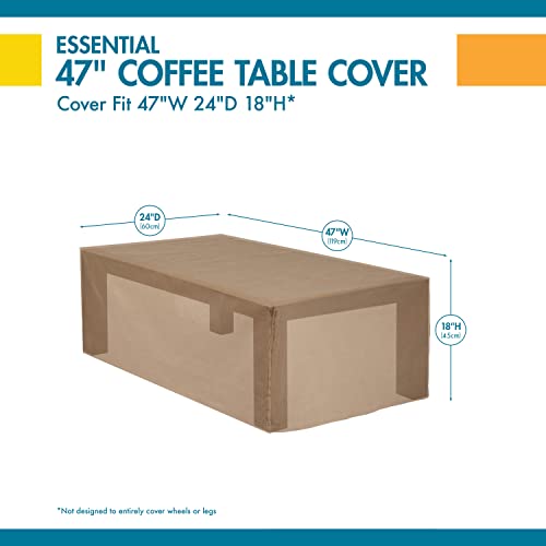 Duck Covers Essential Water-Resistant 47 Inch Rectangular Coffee Table Cover, Outdoor Table Cover