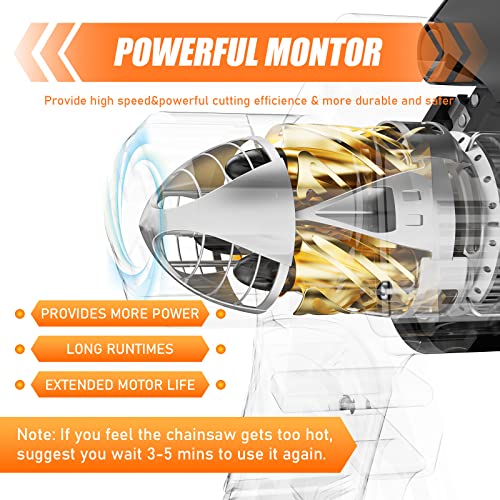 Mini Chainsaw 6 Inch Cordless, Seesii Battery Powered Chain Saw,Small Portable Handheld Electric Power Chain Saws with 2 * 2.0Ah Batteries & Safety Lock for Tree Trimming Wood Cutting