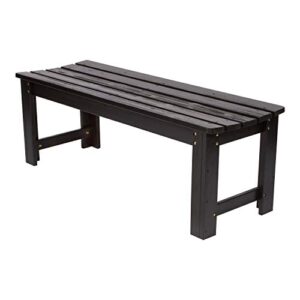 shine company 4204bk 4 ft. backless outdoor garden bench | contoured wood patio bench for indoor/outdoor – black