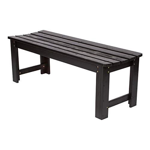 Shine Company 4204BK 4 Ft. Backless Outdoor Garden Bench | Contoured Wood Patio Bench for Indoor/Outdoor – Black