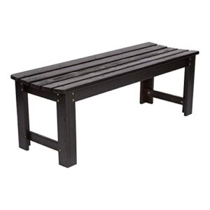 Shine Company 4204BK 4 Ft. Backless Outdoor Garden Bench | Contoured Wood Patio Bench for Indoor/Outdoor – Black