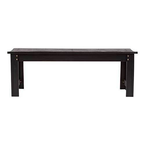 Shine Company 4204BK 4 Ft. Backless Outdoor Garden Bench | Contoured Wood Patio Bench for Indoor/Outdoor – Black