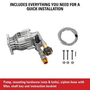 OEM Technologies 90028 Horizontal Axial Cam Replacement Pressure Washer Pump Kit, 3300 PSI, 2.4 GPM, 3/4" Shaft, Includes Hardware and Siphon Tube, for Residential and Industrial Gas Powered Machines, Silver