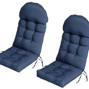 COSNUOSA 2 Pcs Rocking Chair Cushion High Back Adirondack Chair Cushion Waterproof Patio Cushions for Outdoor Furniture Navy