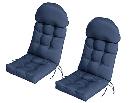 COSNUOSA 2 Pcs Rocking Chair Cushion High Back Adirondack Chair Cushion Waterproof Patio Cushions for Outdoor Furniture Navy